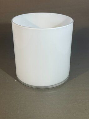 Cylindrical White Glass Vase, Utensil Holder, Planter 5.25x5" (1501)